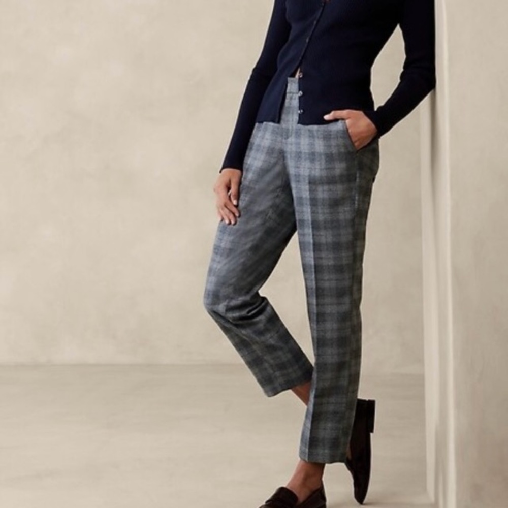 NWT Banana Republic Plaid Blue Pants